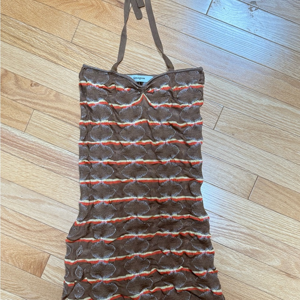 Brown and Orange Halter Dress Gimaguas